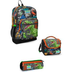Coral High Kids  Dinozor Desenli Siyah Gri 3’lü Okul Çanta Seti 3SET23744
