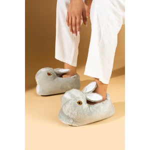 Pembe Potin Sevimli Tavşan Kalın Termal Taban Kadın Panduf K110-25