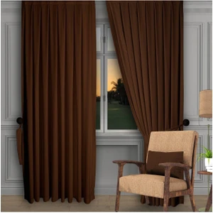 Dhm Perde Açık Kahve Ada Fon Perde Normal Pile 1'e 2,5 Pile