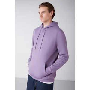 Jorge Erkek Yumuşacık Kapüşonlu Organik Pamuk Kanguru Cepli Regular Mor Sweatshirt
