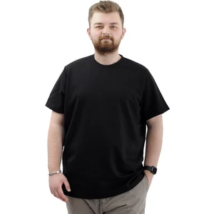 Büyük Beden Erkek T-Shirt Bisiklet Yaka Interlok 23162 Siyah
