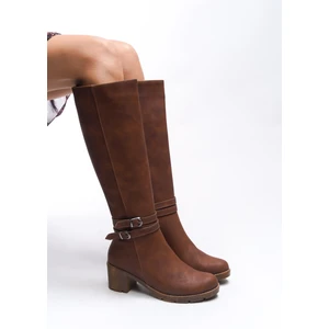 Kadın Topuklu Çizme 0012746 Toka Detayları ile Şıklığı ve Konforu Bir Arada Sunar