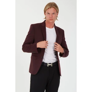 G-185 Iki Düğme Dar Kalıp Bordo Erkek Blazer Ceket