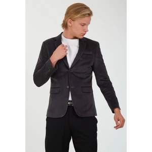G-183 Dar Kalıp Örme Kumaş Füme Erkek Blazer Ceket