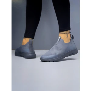 Kadın Ortopedik Bağcıksız Triko Spor Ayakkabı-Füme