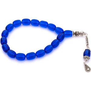 Mavi 17'lik Stres Için Cam Maskot Tesbih