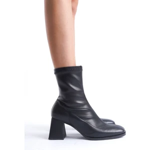 D029 Kadın Streç Bilekli Orta Boy Topuklu Bot