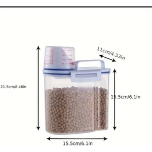 Yemci Petshop Mama Saklama Kabı Ölçü Bardaklı Şeffaf 1,5 kg