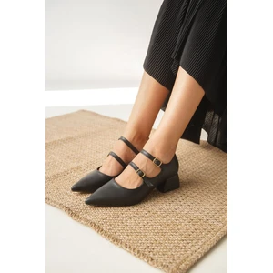 Moda Adam Kadın Jovis Kısa Topuklu Ayakkbı - Siyah-Deri