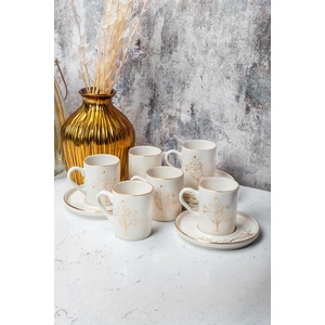 Kitchen Life 12 Parça 6 Kişilik Hayat Ağacı Kahve Fincan Takımı - Kahve Fincanı Seti 100ML