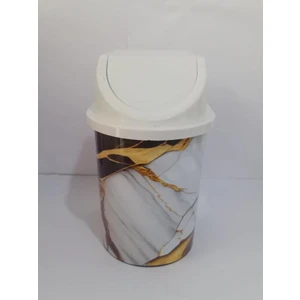24X13 cm Ebatınta 3lt Klick Kapaklı Karışık Mermer Desenli Desenli Lüks Şık Çöp Kovası