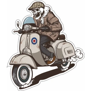 Sticker Usta Vespalı Motorcu Kurukafa Araba Oto Motosiklet Sticker 00467