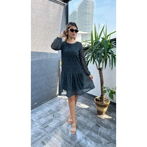 Kübra tekstil Bol Kesim Uzun Kollu Şifon Elbise 2802
