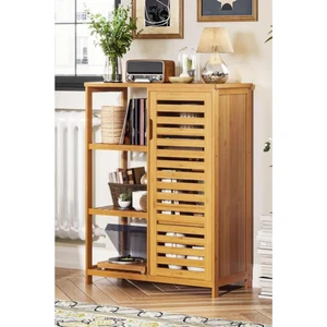 Bambu Masif 3 Raflı Tek Kapaklı Çok Amaçlı Düzenleyici organizer dolap DB-0005
