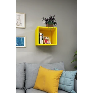 Dekormer Design Kitaplık Kare Duvar Rafı Sarı