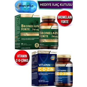 Bromelain Forte 60 Adet Tablet + Nutraxin Vitamin Max C-D-Çinko 60 Adet Tablet