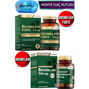 Bromelainforte 60 Adet Tablet 750 Mg + Nutraxin Bromelain 60 Adet Tablet 500 Mg