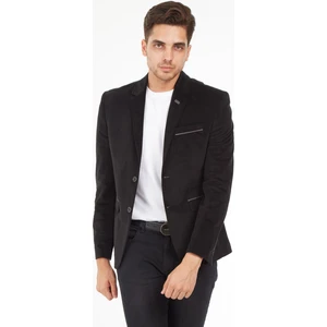G-192 Dar Kalıp Örme Kumaş Siyah Erkek Blazer Ceket