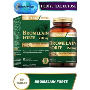 Bromelain Forte 750 Mg-(Probiyotik-Krom Pikolinat-Yeşil Çay) Hediyeli 60 Adet Tablet