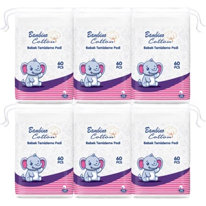 Bambino Cotton Bebe Temizleme Pamuğu %100 Saf Pamuk 6'lı Paket Hassas Ciltler için Özel