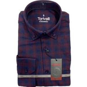 Torivalli Collection Kışlık Klasik Kesim Düğmeli Yaka Cepli Ekoseli Erkek Gömlek Tcke3