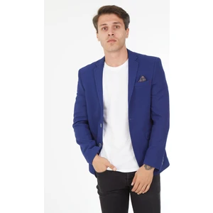 G-221 Dar Kalıp Örme Kumaş Açık Lacivert Erkek Blazer Ceket