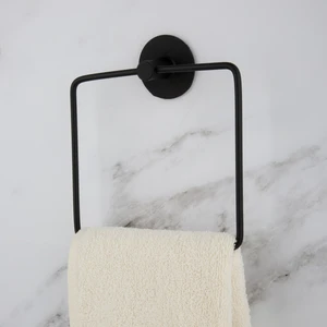 UG Home Siyah Yuvarlak Yapışkanlı Havlu Askısı
