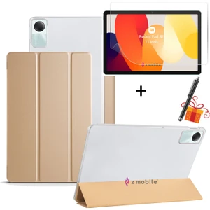 Redmi Pad Se 11" Tablet Kılıfı Ekran Koruyucu Kalem 3'lü Set Kapaklı Standlı Arkası Sert Transparan Kılıf