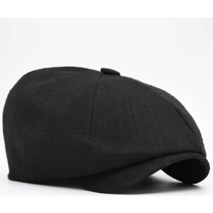 Ingiliz Stili London Yazlık Kasket Keten Siyah Şapka