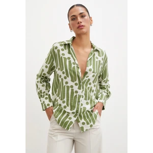 Never More  Modern Desen Modal Gömlek Yeşil