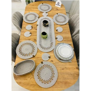 My Doğa Store Jüt Hasır Amerikan Servis Supla  Runner Sepet Ve Bardaklık 14 Lü
