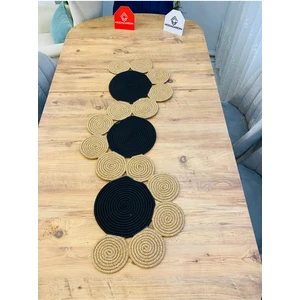My Doğa Store Jüt, Hasır, Dekoratif Masa Örtüsü,papatya Model Runner 30X100 Cm, Sehpa Örtüsü, Bohem Tarzı