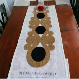 My Doğa Store Jüt, Hasır,sarmal Model, Dekoratif Masa Örtüsü, Runner 40X110 Cm, Sehpa Örtüsü, Bohem Tarzı