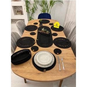 My Doğa Store Jüt Hasır Amerikan Servis Supla  Runner Sepet ve Bardaklık 14 Lü