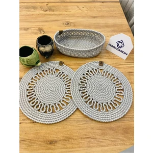My Doğa Store Jüt Hasır Amerikan Servis Supla ve Sepet 3 Parça