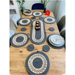 My Doğa Store Jüt Hasır Amerikan Servis Supla  Runner Sepet ve Bardaklık 14 Lü