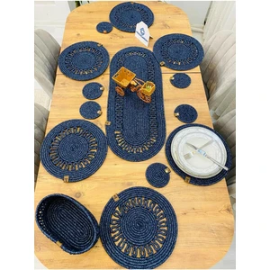My Doğa Store Jüt Hasır Amerikan Servis Supla  Runner Sepet Ve Bardaklık 14 Lü