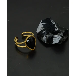 Albedo Jewelry Çelik Oniks Damla Yüzük