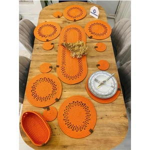 My Doğa Store Jüt Hasır Amerikan Servis Supla  Runner Sepet ve Bardaklık 14 Lü