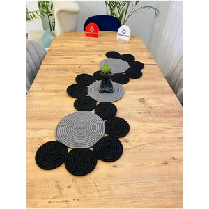My Doğa Store Jüt, Hasır, Dekoratif Masa Örtüsü,papatya Model Runner 40X110 Cm, Sehpa Örtüsü, Bohem Tarzı