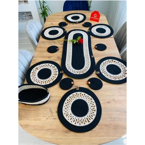 My Doğa Store Jüt Hasır Amerikan Servis Supla  Runner Sepet ve Bardaklık 14 Lü