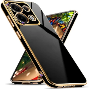 Xiaomi Redmi Note 13 4g Silikon Kılıf Kamera Korumalı Arkası Renkli Kenarları Parlak Dore Tasarım Kapak