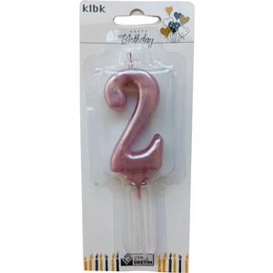 Ngüzel Party 2 Yaş Büyük Boy (7 Cm) 2 Rakam Lüks Pasta Mum Pembe