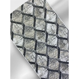 Aksu Halı Zincir Desen Gri Renk Kesme Kaymaz Taban Halı Yolluk