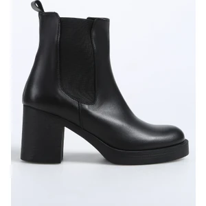 Deri Siyah Topuklu Bot D-Elaın