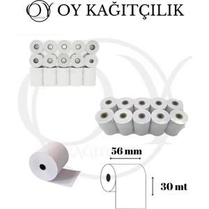 Oy Kağıtçılık 56 x 30 Yazar Kasa Rulosu - Pos Rulosu - Termal Rulo - 20 Adet