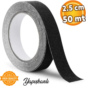 Merdiven Zemin Kaydırmaz Bant Yapışkanlı Kaymaz Bant Bandı Siyah 2.5 cm x 50 Metre