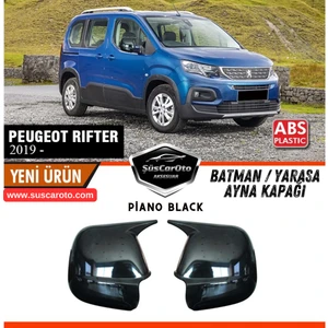 ŞüsCarOto Aksesuar Peugeot Rifter 2019 Sonrası Uyumlu Batman Yarasa Ayna Kapağı Piano Black Abs Plastik Sağ Sol Takım