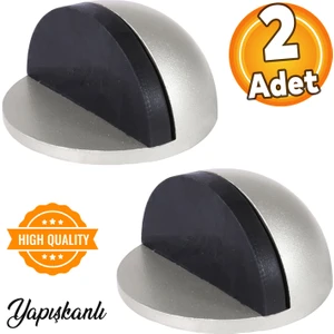 Yarımay Yapışkanlı Kapı Kolu Stoperi Tamponu Metal Kapı Stopu Durdurucu Tutucu Tutacağı Gri 2 Adet