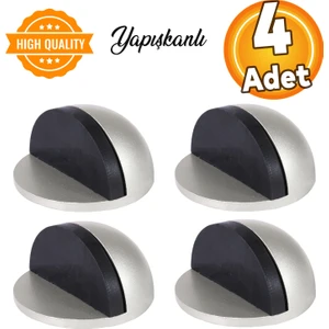 Yarımay Yapışkanlı Kapı Kolu Stoperi Tamponu Metal Kapı Stopu Durdurucu Tutucu Tutacağı Gri 4 Adet